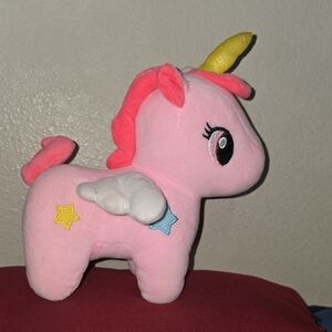 Pink Unicorn Plush Toy with Wings and Stars